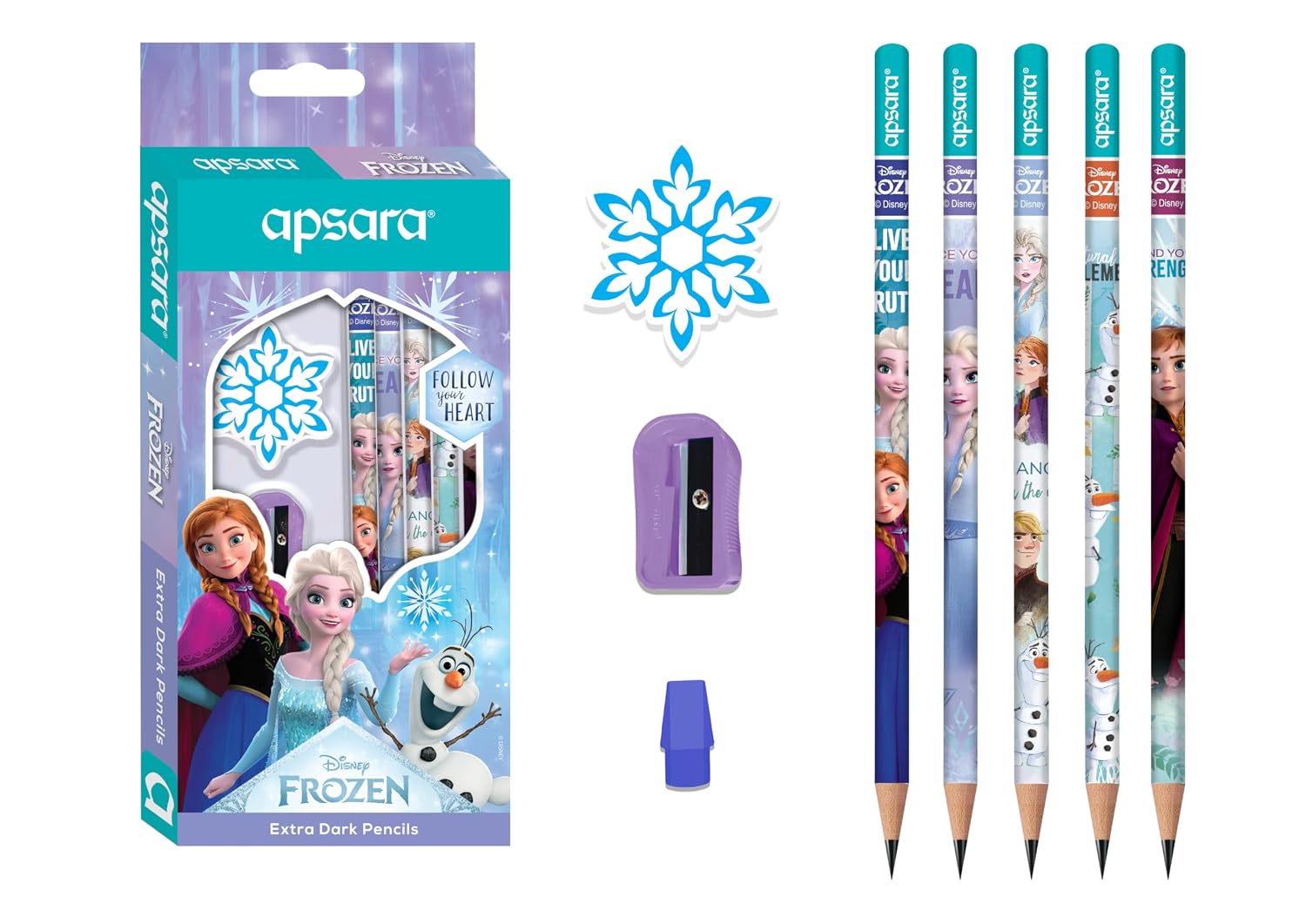  Apsara Extra Dark Disney Frozen Pencil Set with Eraser & Sharpener – image 3