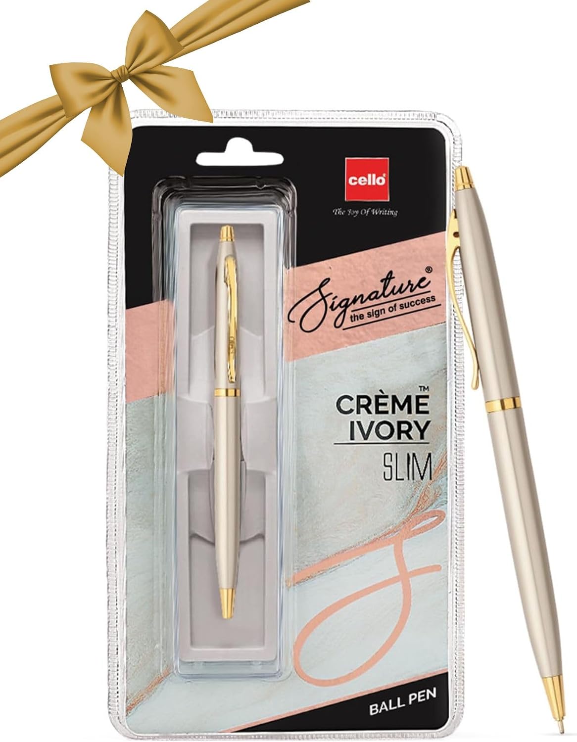  Cello Signature Crème Ivory Slim Blue Ink Ball Pen 0.7mm – image 2
