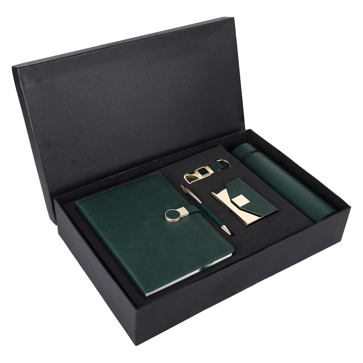 5 in 1 Personalized Diary with Pen, Keychain, Card Holder and Bottle Set for Men and Women Gift – image 2