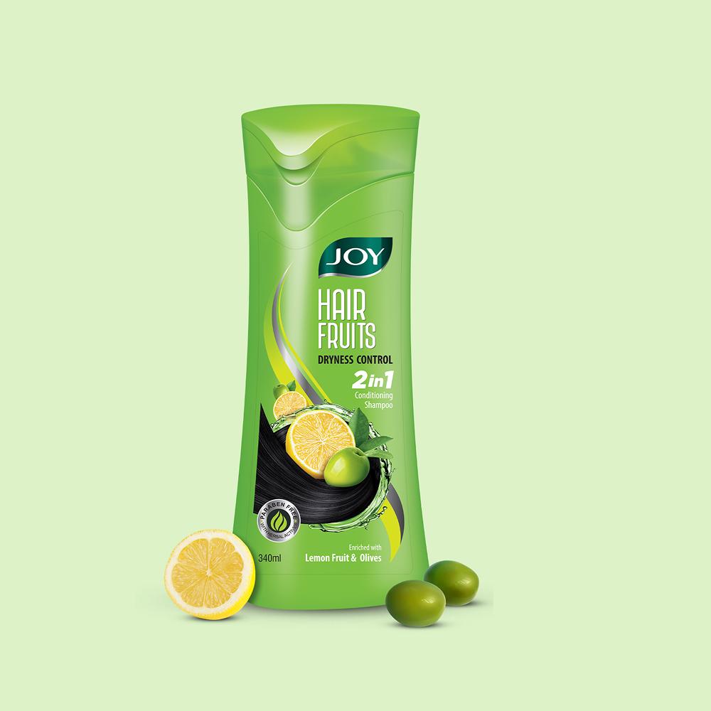 Joy Hair Fruits Hair Dryness Control Shampoo with Lemon Fruit & Olives – 340 ml – image 2