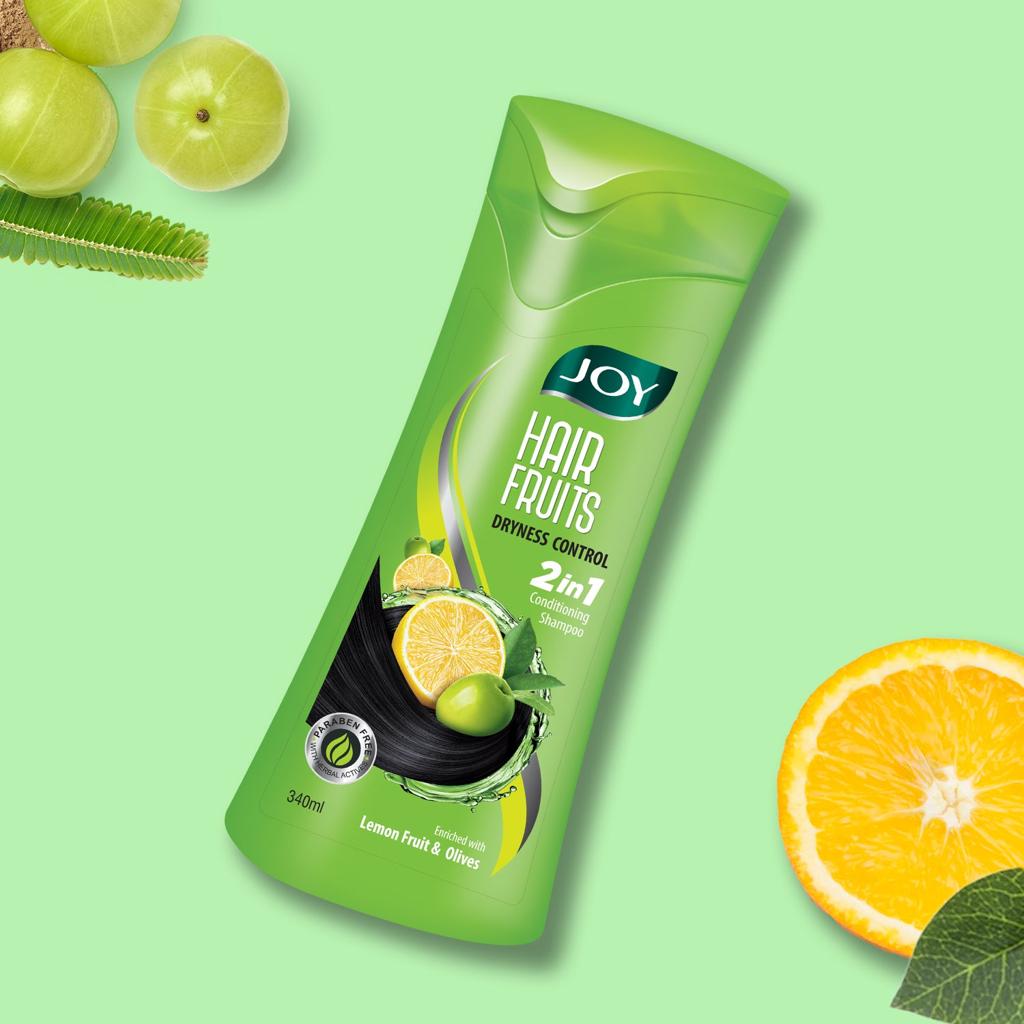 Joy Hair Fruits Hair Dryness Control Shampoo with Lemon Fruit & Olives – 340 ml – image 3