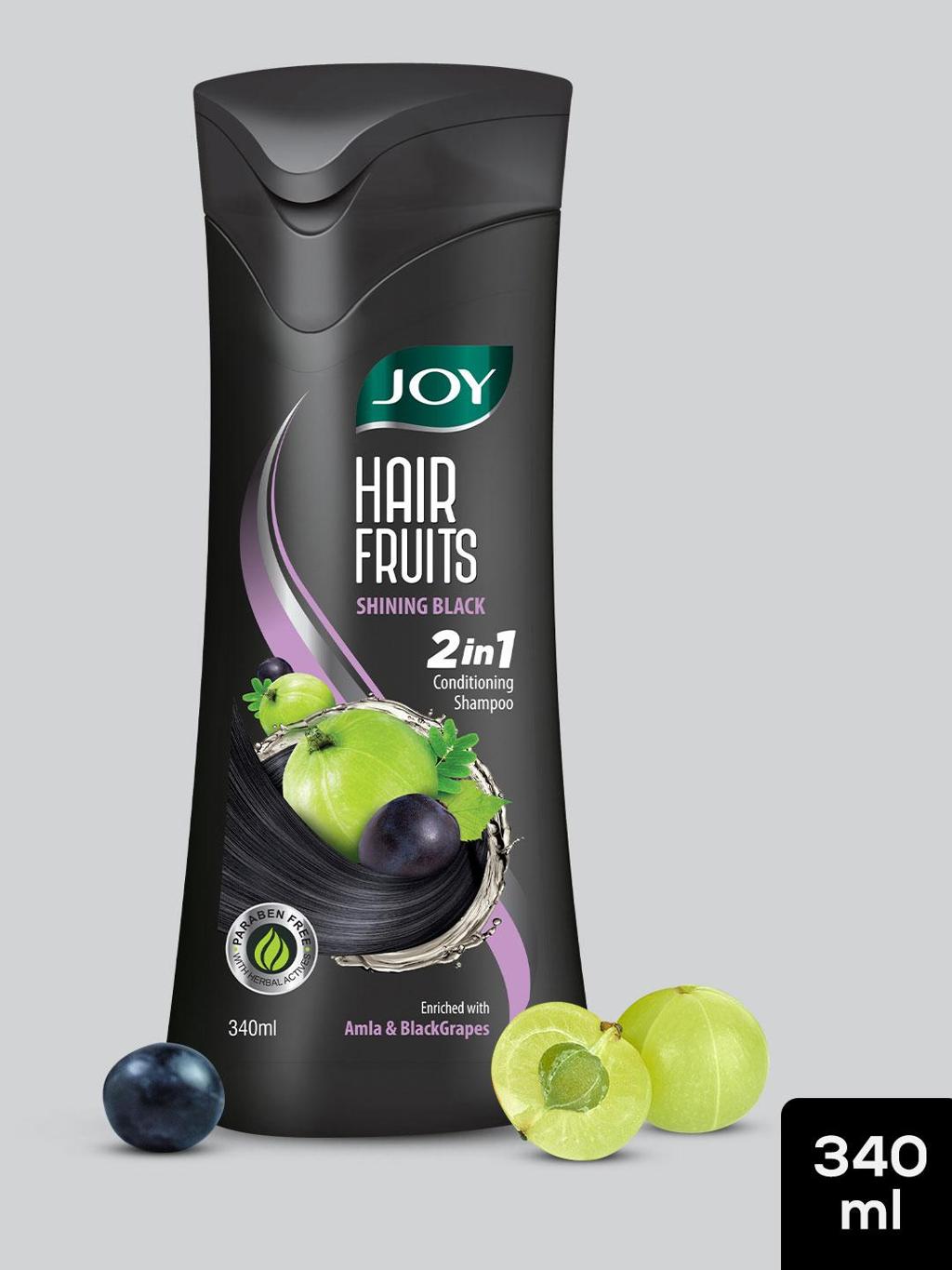Joy Hair Fruits Shining Black Shampoo – Amla & Black Grapes – 340 ml – image 2