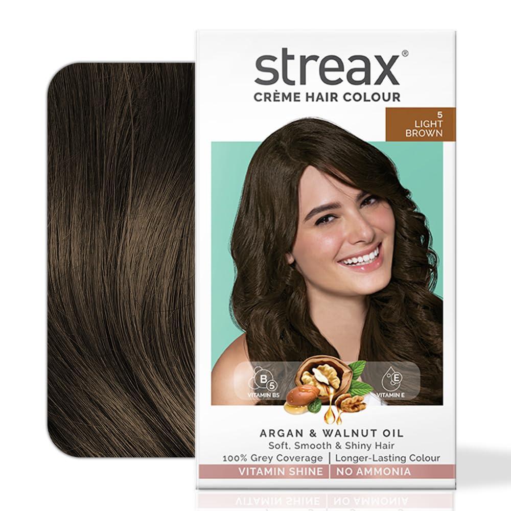 Streax Cream Hair Colour – 5 (Light Brown) – 50 ml
