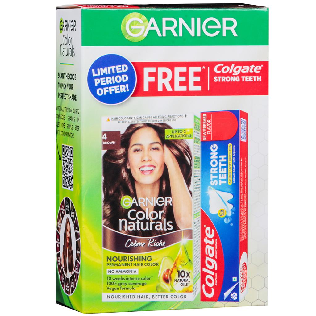 Garnier Color Naturals Hair Colour – 3 Darkest Brown – Free Colgate ₹20 – image 1
