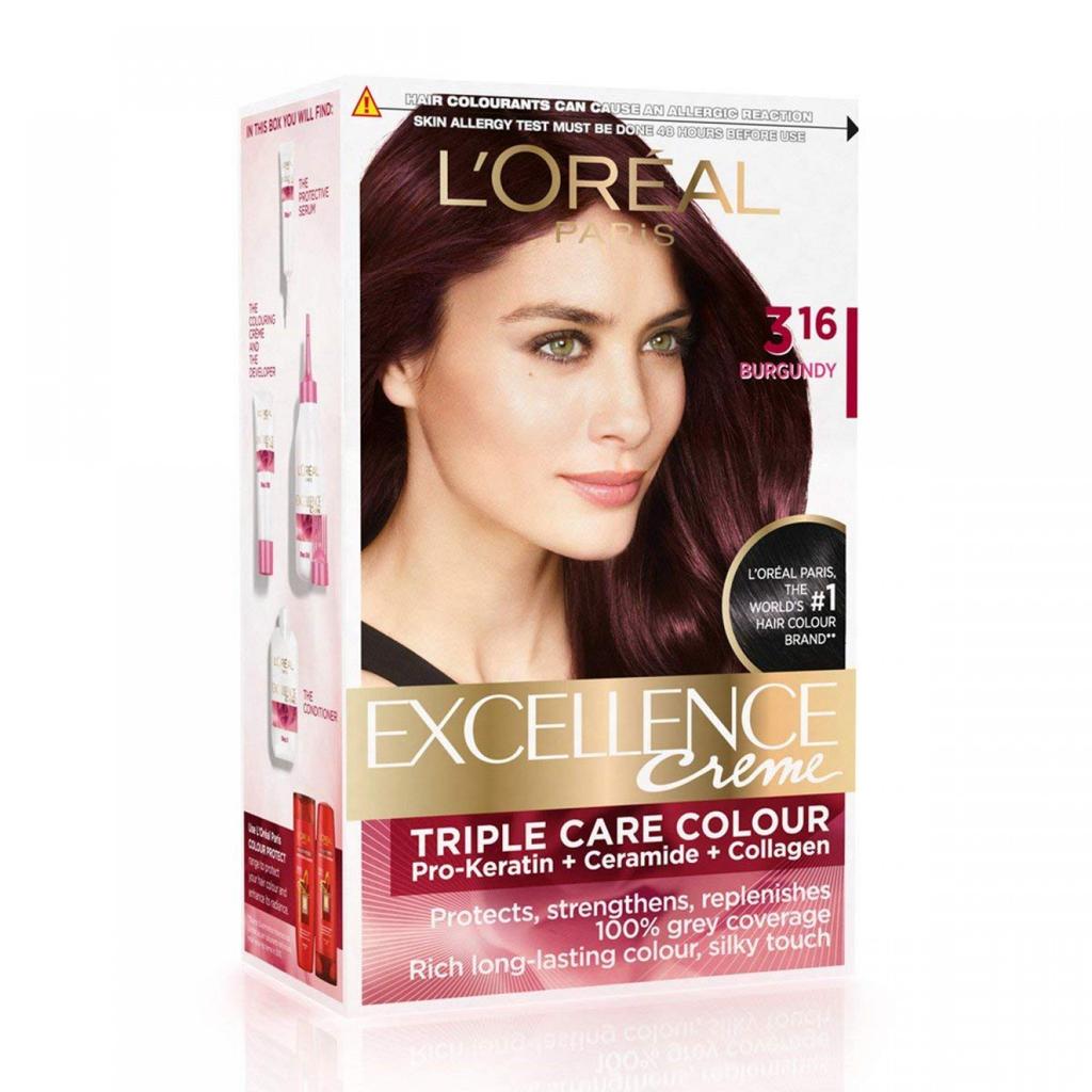 L'Oréal Paris Excellence Crème Triple Care Color – 3.16 Burgundy – 25 ml