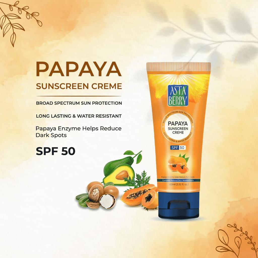 Astaberry Papaya Sunscreen Cream SPF 50 – 100 ml – image 3