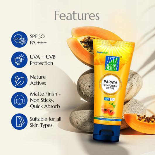 Astaberry Papaya Sunscreen Cream SPF 50 – 100 ml – image 4