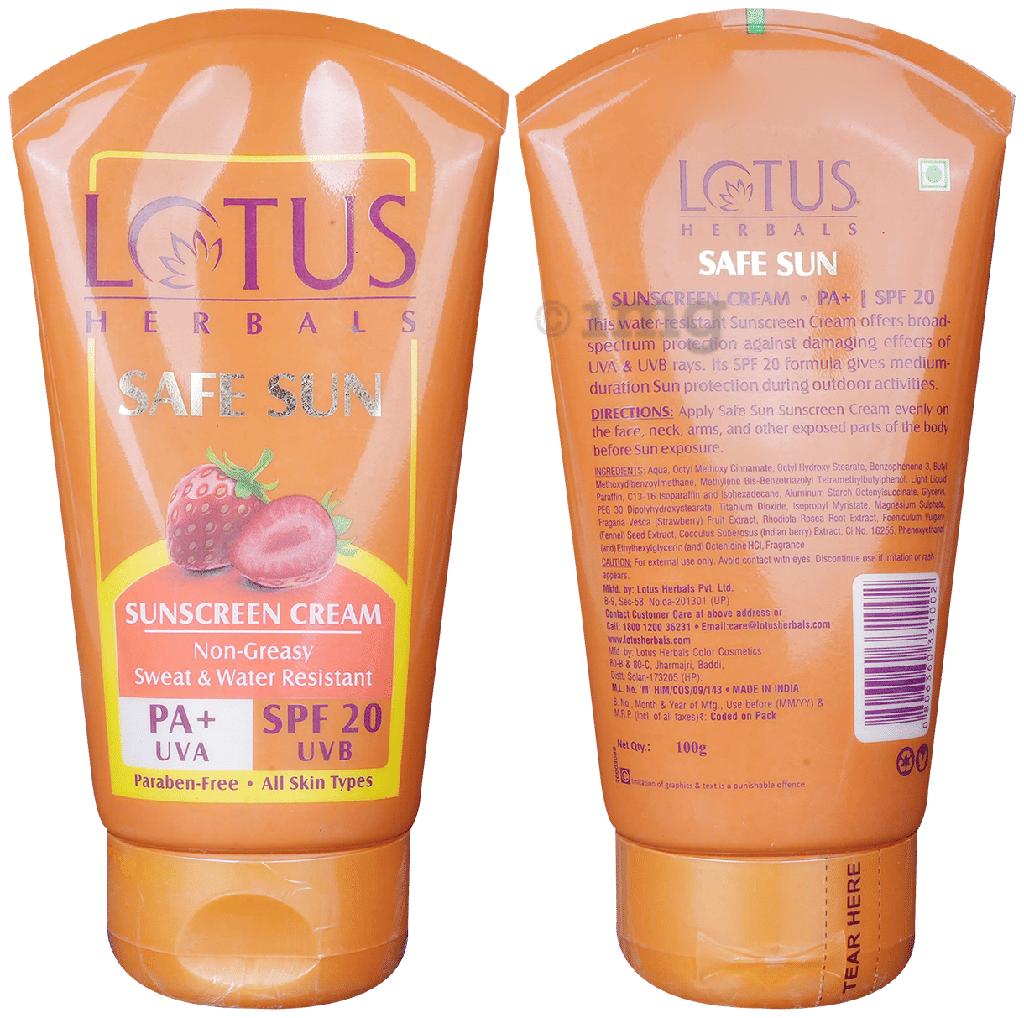 Lotus Herbals Safe Sun Sunscreen Cream PA+ SPF 20 – 100 g – image 2