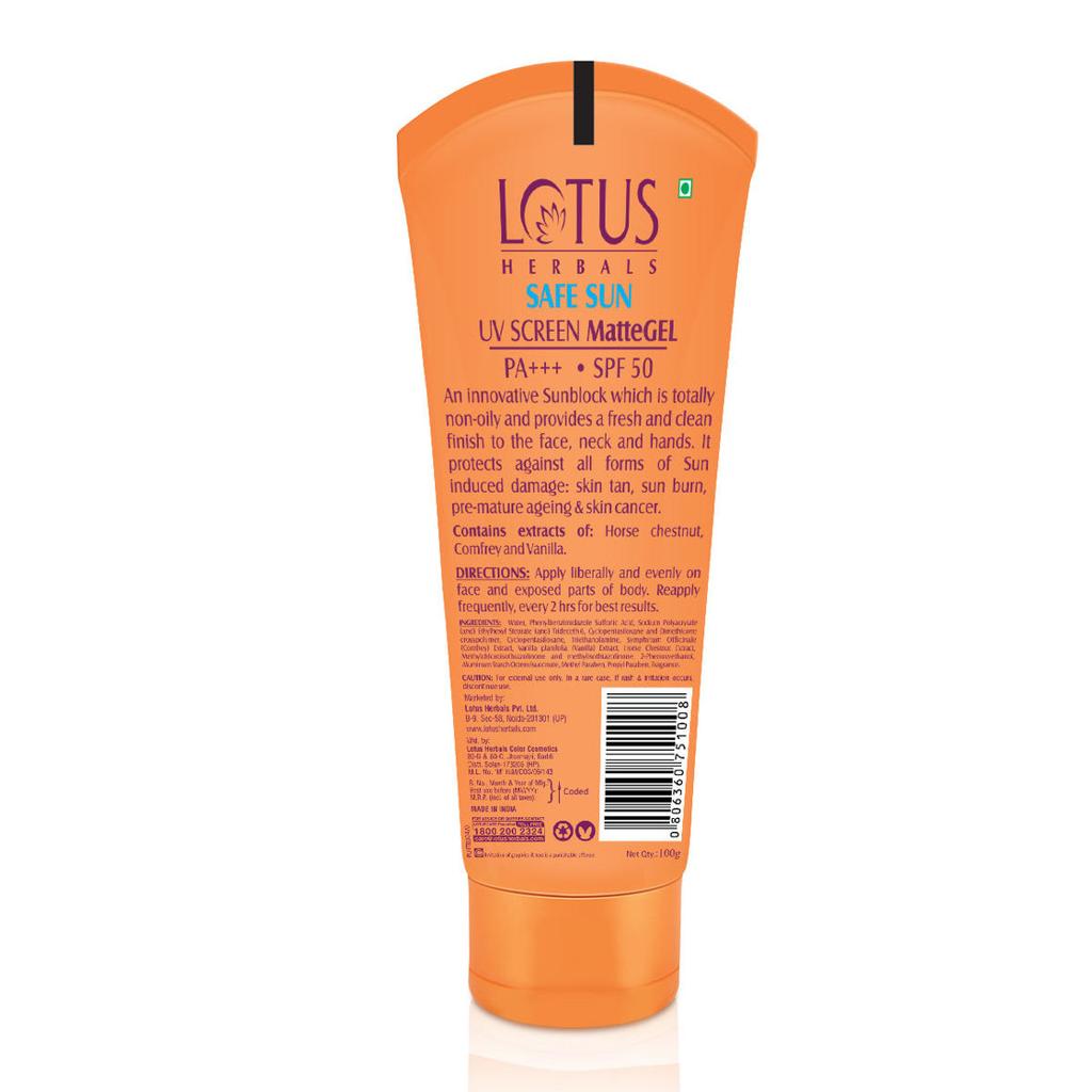 Lotus Herbals Safe Sun UV Screen MatteGEL Sunscreen SPF 50 PA+++ – 100 g – image 3