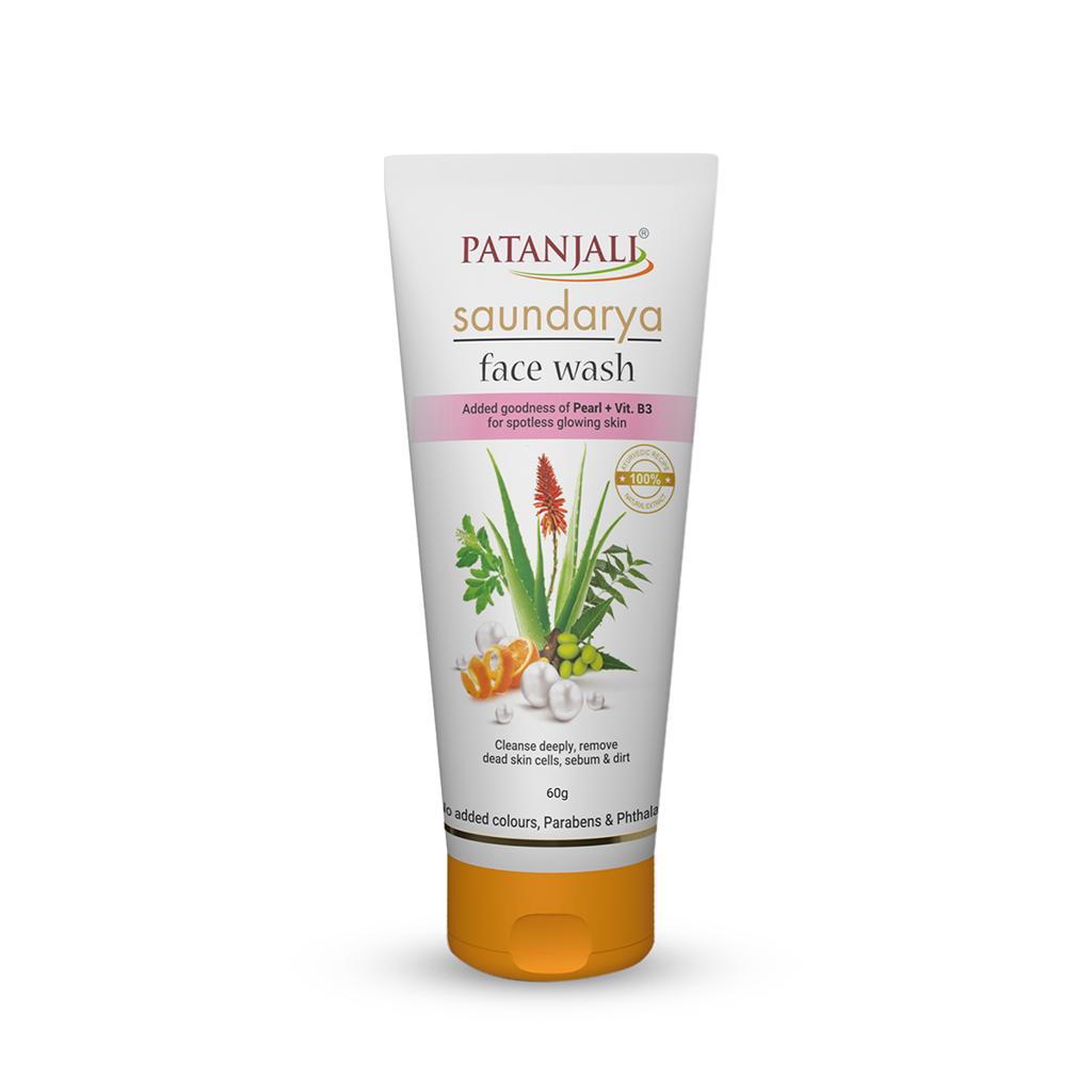 Patanjali Saundarya Face Wash with Aloe Vera, Neem & Orange Peel – 60 g