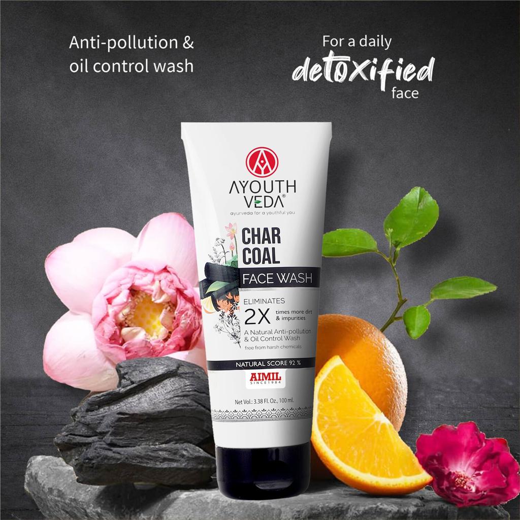 Ayouthveda Charcoal Face Wash – 100 ml – image 3