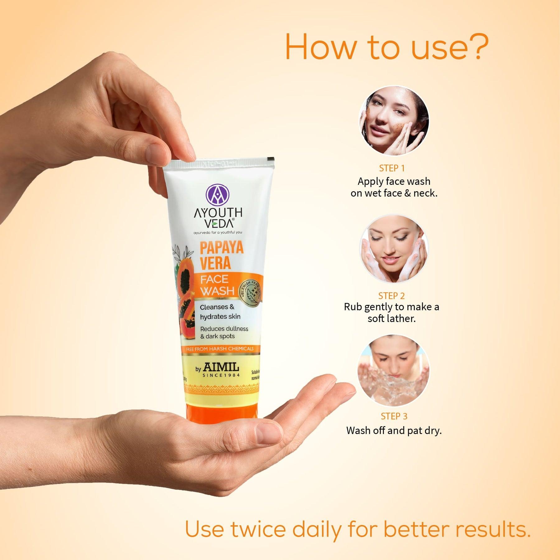 Ayouthveda Papaya Vera Face Wash – 100 g – image 3