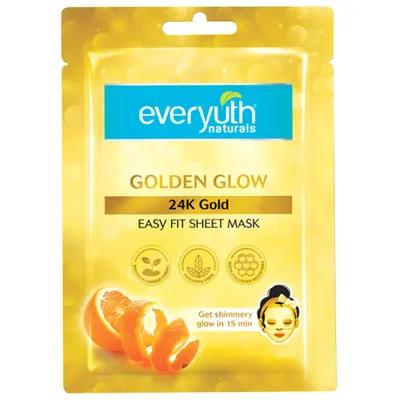 Everyuth Naturals Golden Glow 24K Gold Easy Fit Sheet Face Mask – 25 ml