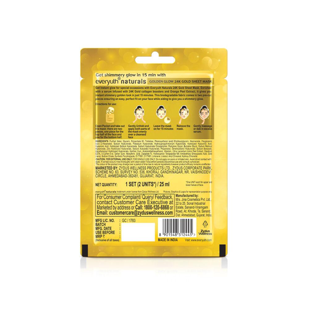 Everyuth Naturals Golden Glow 24K Gold Easy Fit Sheet Face Mask – 25 ml – image 3