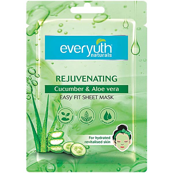 Everyuth Naturals Rejuvenating Cucumber & Aloe Vera Easy Fit Sheet Face Mask – 25 ml – image 1