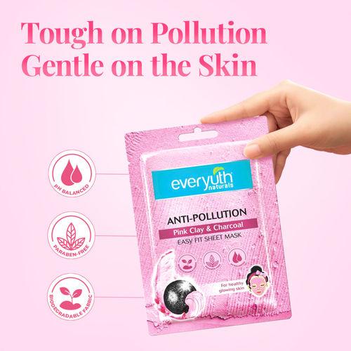 Everyuth Naturals Anti-Pollution Pink Clay & Charcoal Easy Fit Sheet Face Mask – 25 ml – image 3