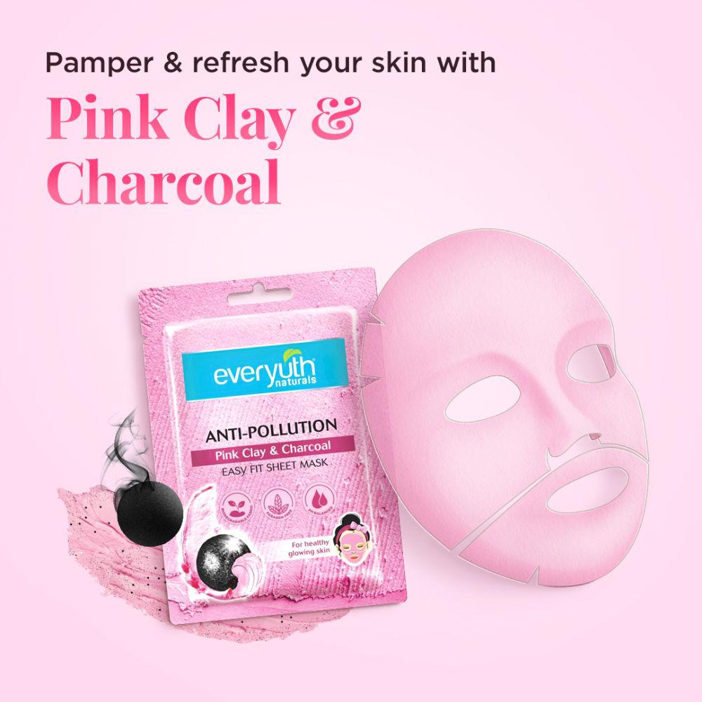 Everyuth Naturals Anti-Pollution Pink Clay & Charcoal Easy Fit Sheet Face Mask – 25 ml – image 4
