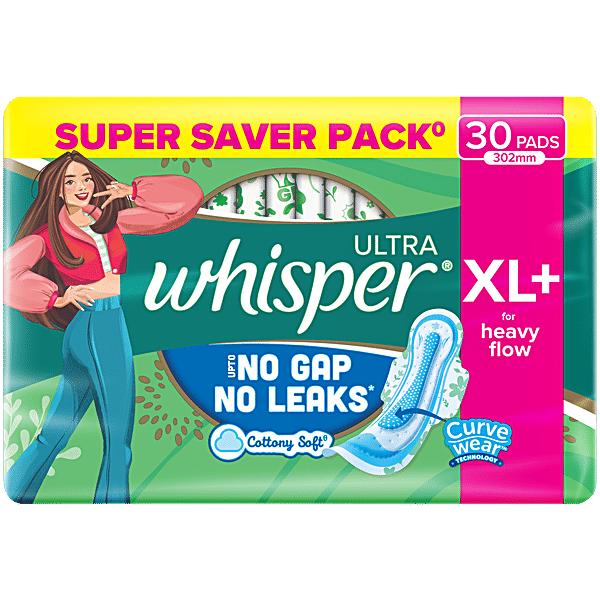 Whisper Ultra No Gap No Leaks XL+ – 30 Pads
