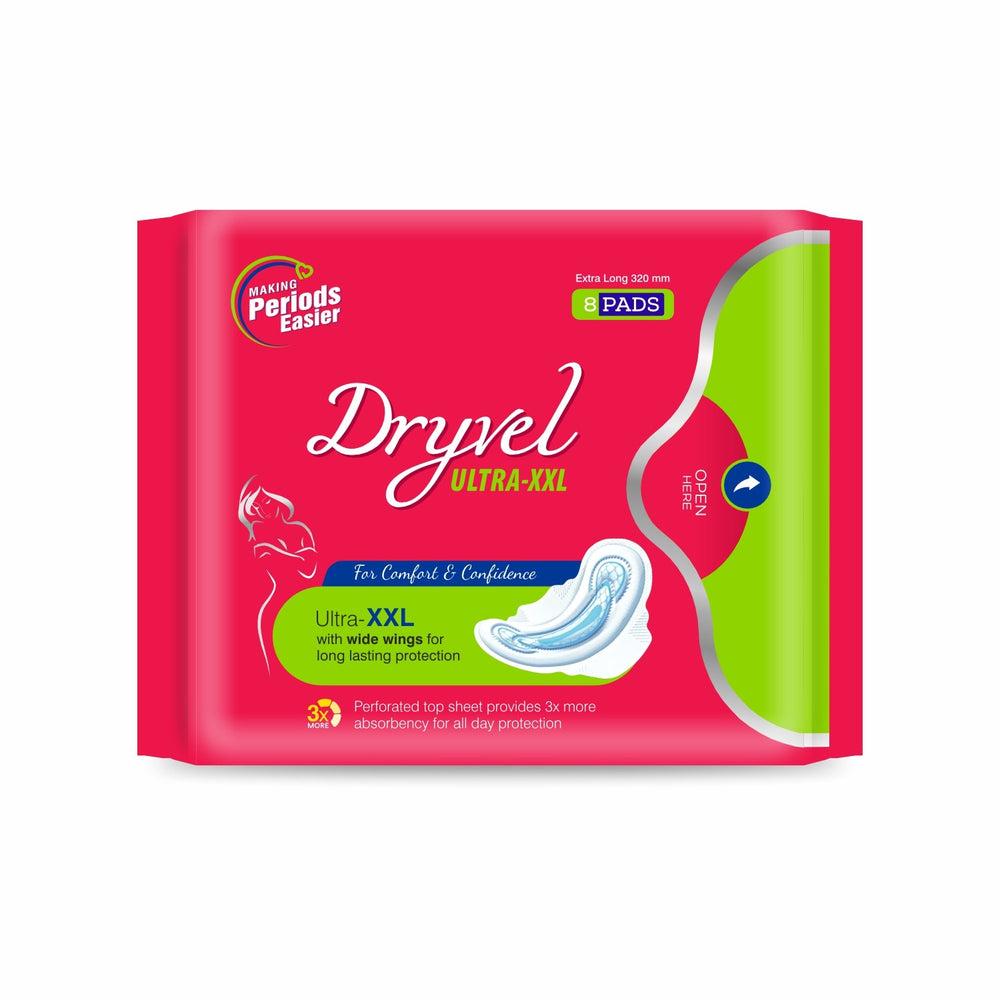 Dryvel Ultra Thin Sanitary Pads – XXL, 8 Pads