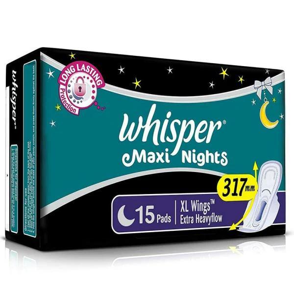 Whisper Maxi Night XL+ – 15 Pads – image 2