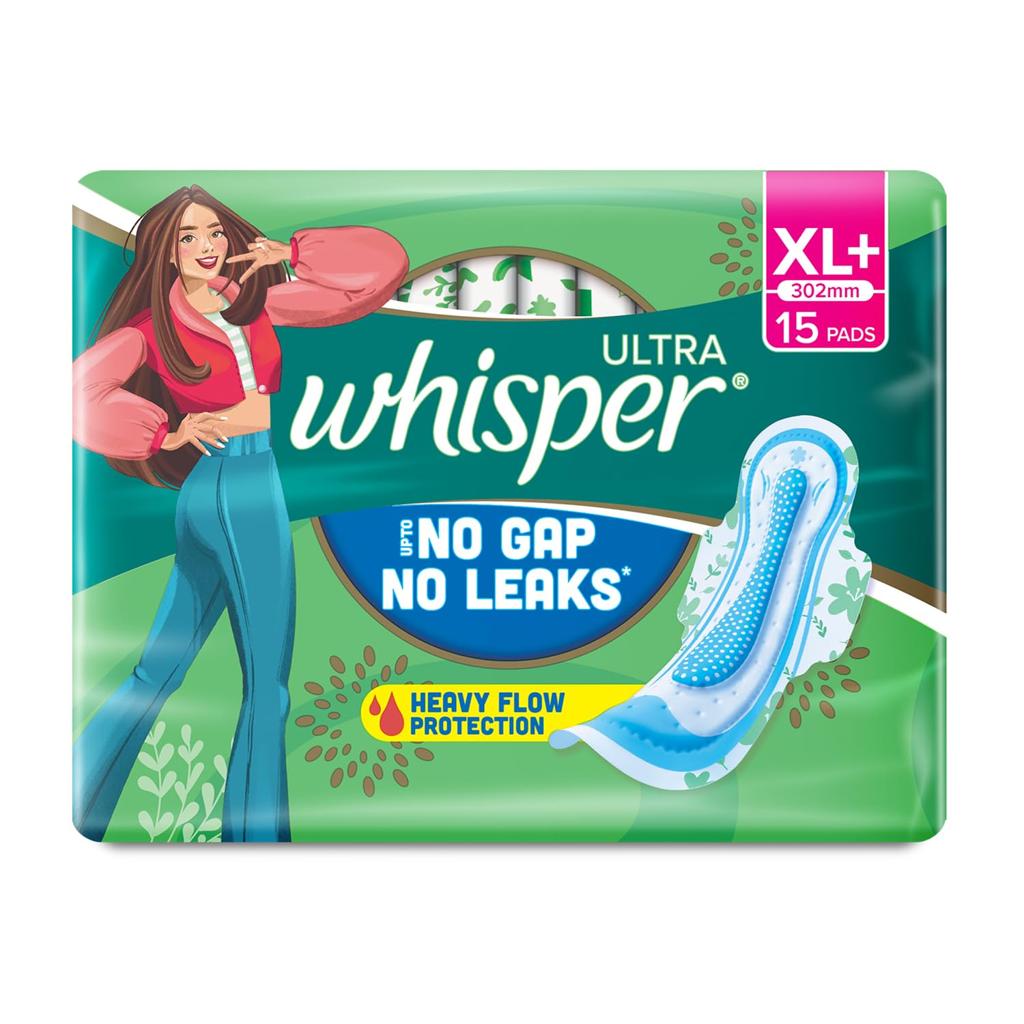 Whisper Ultra No Gap No Leaks XL+ – 15 Pads