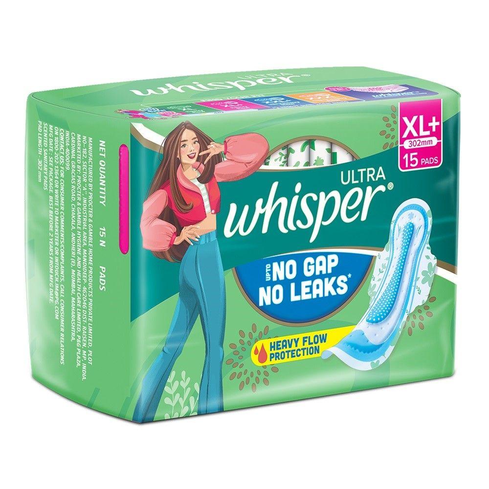 Whisper Ultra No Gap No Leaks XL+ – 15 Pads – image 2