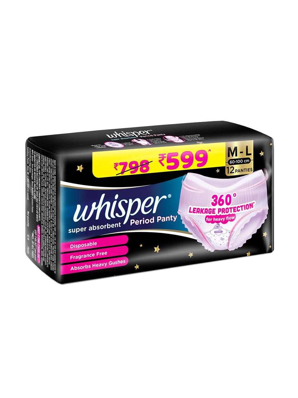 Whisper Period Panty M–L – 12 Panties