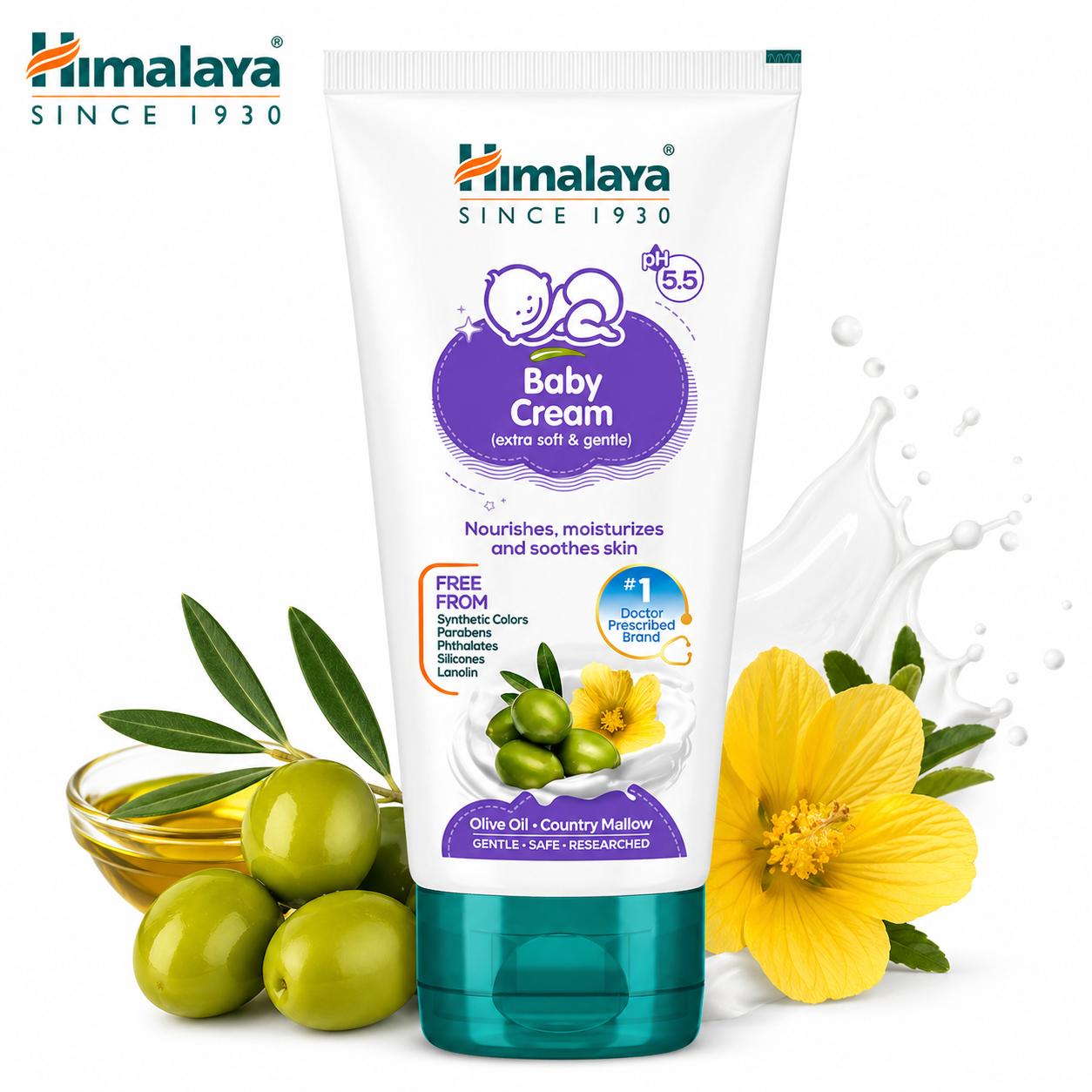 Himalaya Baby Cream with Olive Oil & Country Mallow – 100 ml – image 3
