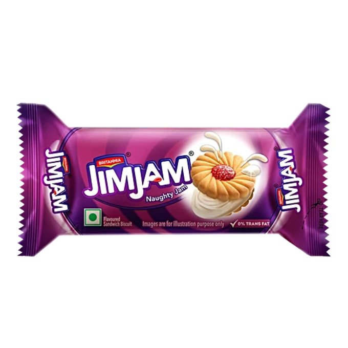 Britannia Jim Jam Naughty Jam Flavoured Sandwich Biscuits, 23 g