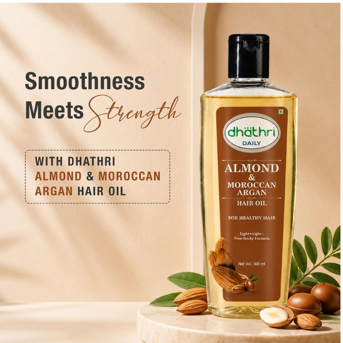 Dhathri Almond & Moroccan Argan Hair Oil 300 ml – image 2