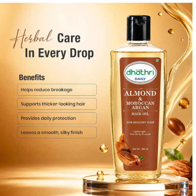 Dhathri Almond & Moroccan Argan Hair Oil 300 ml – image 5