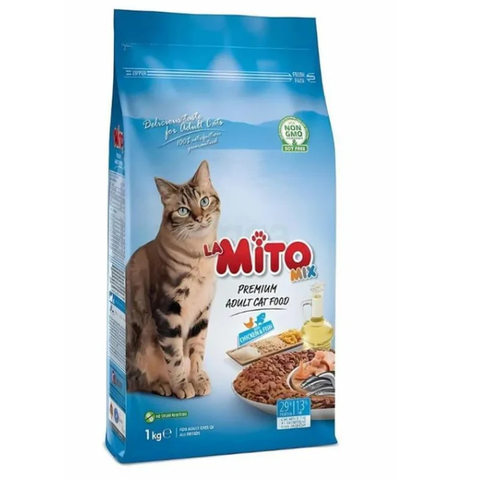 Cat Dry Food - La Mito Mix with Chicken and Fish Adult Cat Dry Food 1Kg