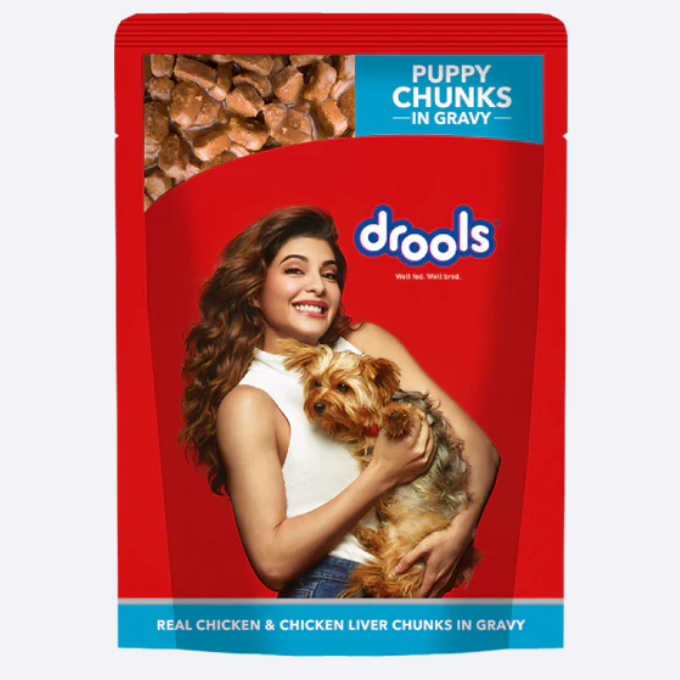 Dog Wet Food (Puppy) - Drools Chicken & Chicken Liver Chunks in Gravy Puppy Wet Food 150g