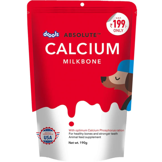 Dog Food - Drools Absolute Calcium Milk Bone Supplement 190 g (20 pcs)