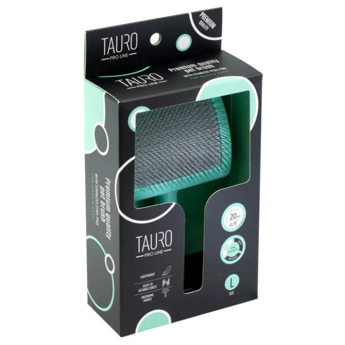 Brush - Tauro Pro Line Plastic Brush with Hard Stainless Steel Pins Mint.