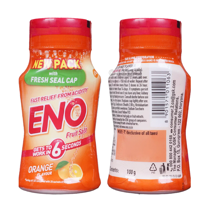Eno Powder | Provides Fast Relief from Acidity | Flavour Orange 100g