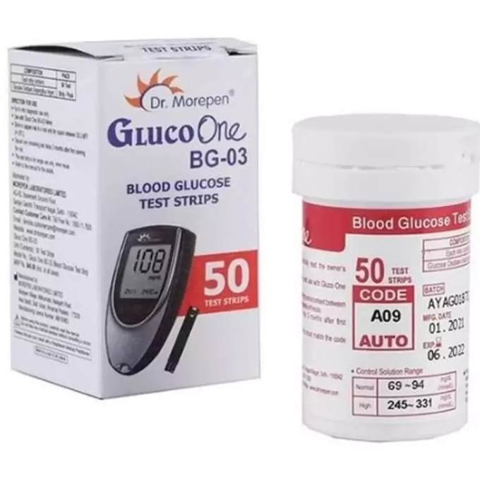 Dr. Morepen Gluco One Blood Glucose Test Strip | Bg-03 | 50 No's – image 1