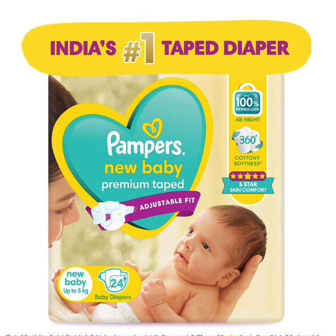 Pampers Active Baby Tape Style Baby Diapers, Newborn – image 1