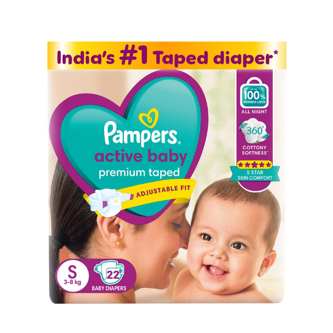  Pampers Active baby Tape Style baby Diapers,small