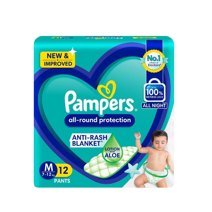  Pampers New Diapers Pants, Medium, 12 Count,