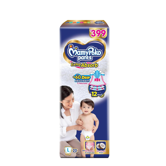  MamyPoko Pants Extra Absorb Baby Diapers, Large (L), 20