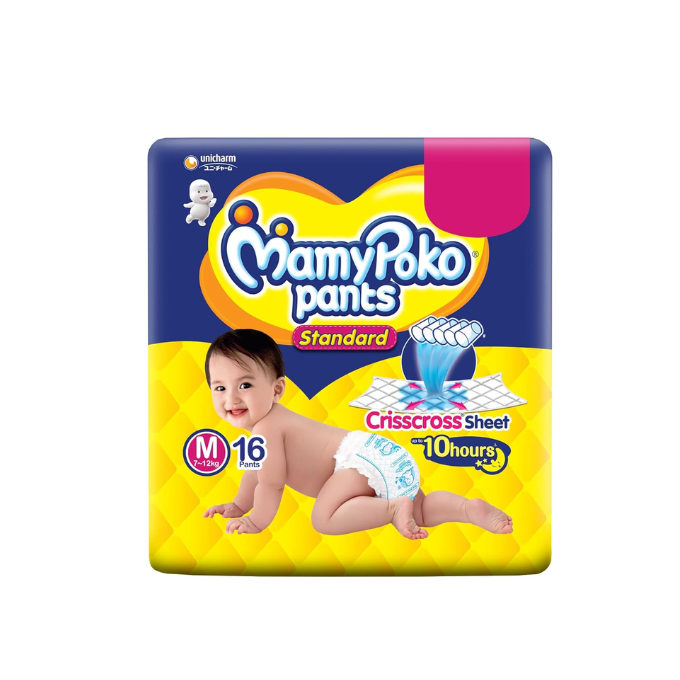  MamyPoko Pants Standard Diapers, Medium (M), 16 Count, 