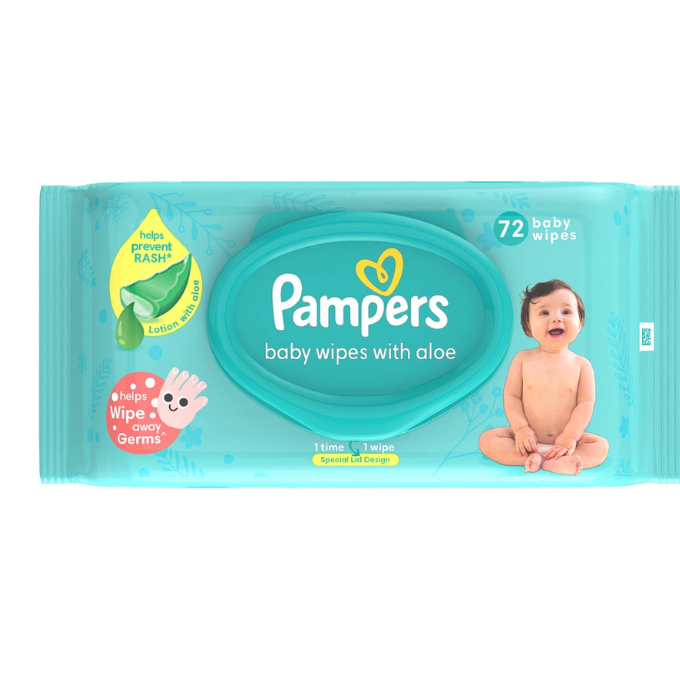 Pampers Baby Gentle Wet Wipes with Lid 72 Count (Pack of 1) 