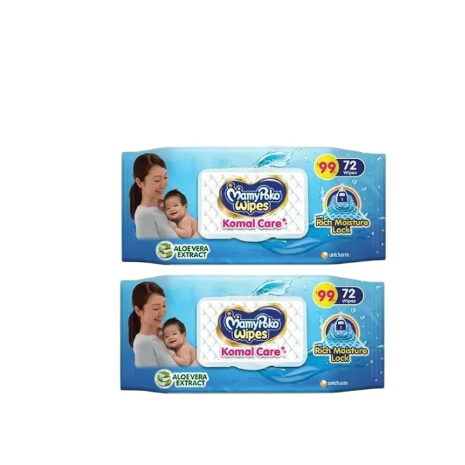 Mamypoko Wipes Komal Care Aloe Vera Extract Wipes 72's