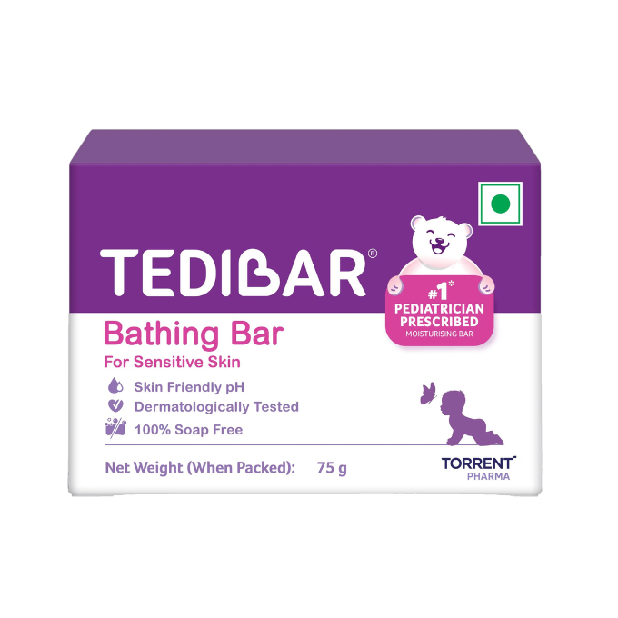 Tedibar Moisturising Baby Bathing Bar | 100% Soap Free | Skin Friendly pH - By Torrent (75 g)
