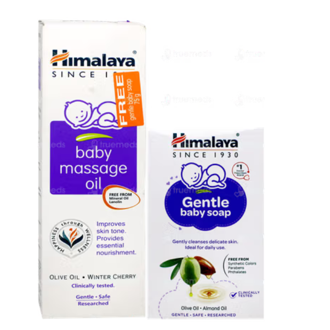 Himalaya Baby Massage Oil 200Ml With Gentle Baby Soap 75Gm Free – image 1