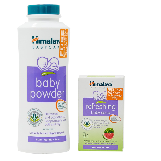  Himalaya Baby Powder, 200g with Free Refreshing Baby Soap, 75g
