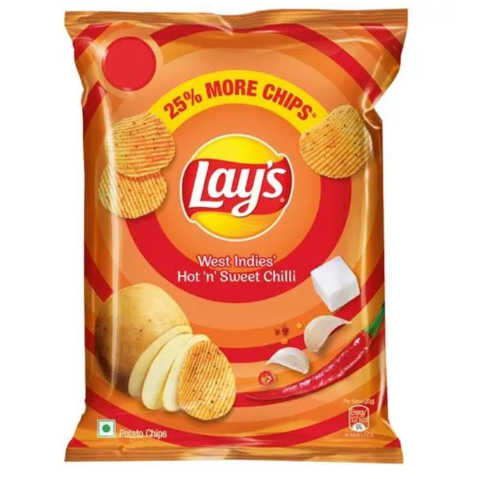 Lay's West Indies Hot and Sweet Crunchy Chilli Chips, 66gm