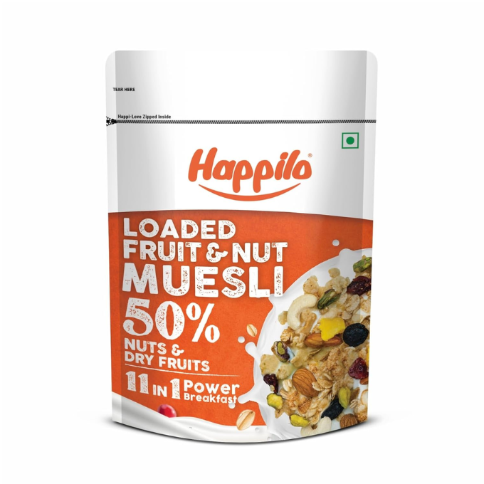Happilo Loaded Fruit & Nuts Muesli 400g, Healthy Food for Breakfast, – image 1
