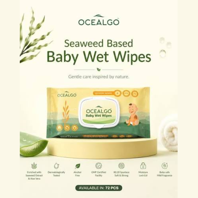 OCEALGO Baby Wipes Seaweed Moisturizing Baby Wet Wipes(72 PCS)